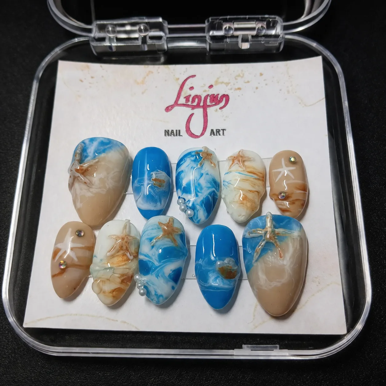 LJ 0005 - ( Ocean Breeze Press On Nails )