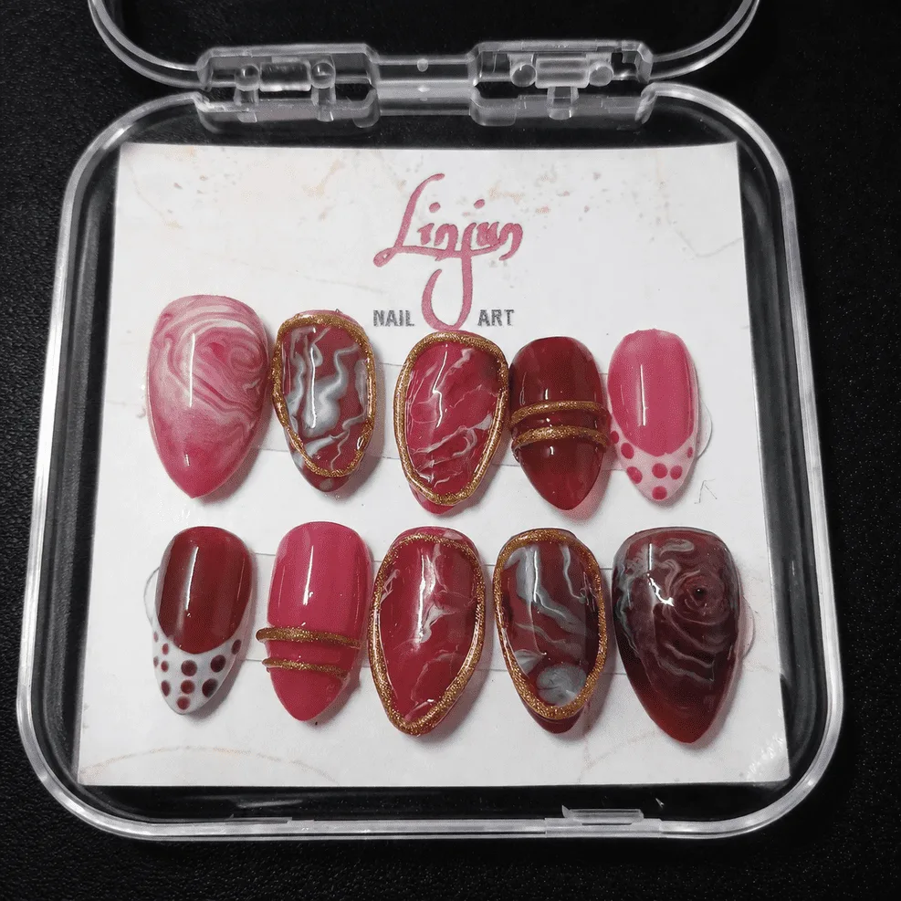 LJ 0007 - ( Elegant Red Marble Gold )