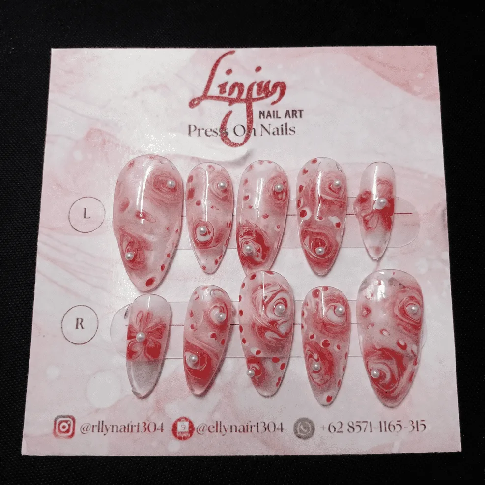 LJ 0015 - ( Red Marble Pearl )  =  Rp 30.000