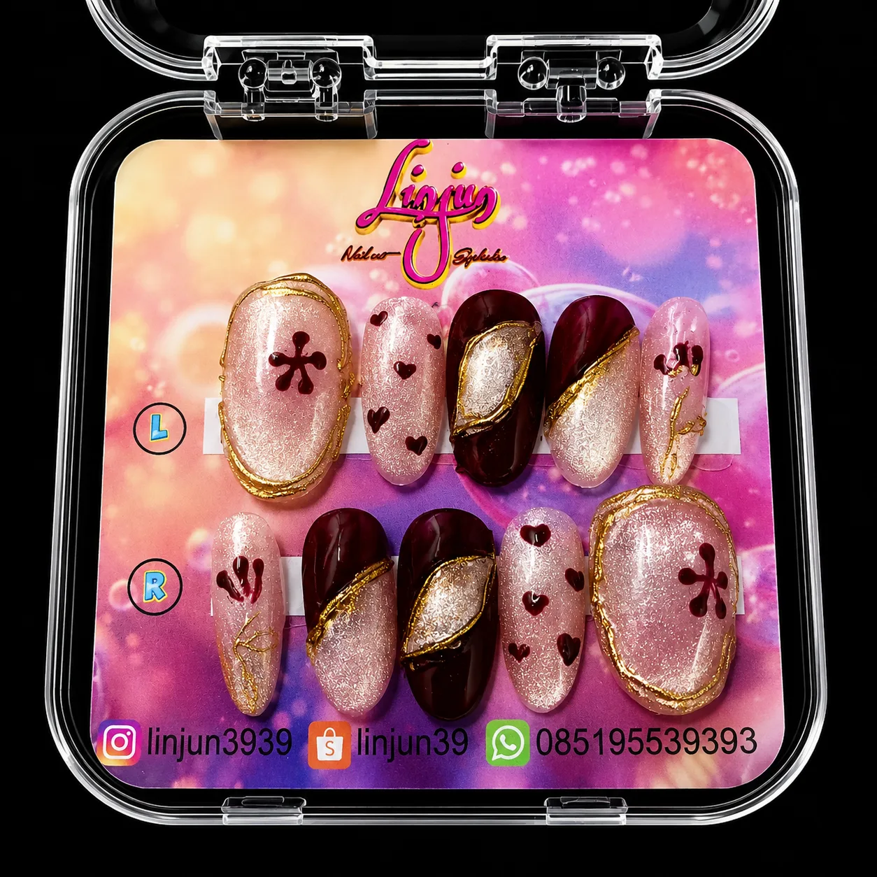 LJ 0049 - ( Burgundy Gold Love )  =  Rp 30.000
